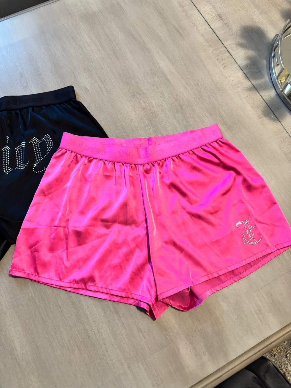 Juicy Couture Hot Pink & Black Velour Athletic Shorts - Picture 5 of 5